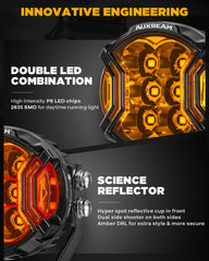 Auxbeam V-Ultra 3in amber fog light pod right improves night visibility on trails