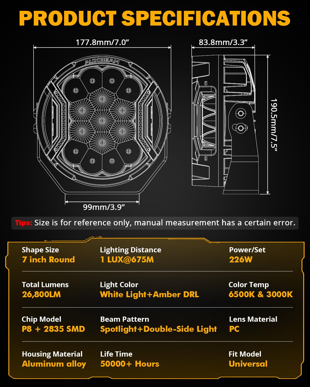 Auxbeam V-Ultra rugged aluminum housing for durable performance