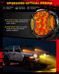 Auxbeam V-Ultra amber DRL function shown for daytime visibility