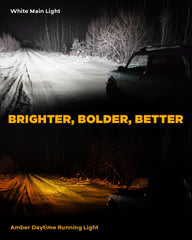 Auxbeam V-Ultra amber DRL illuminated for daytime visibility.