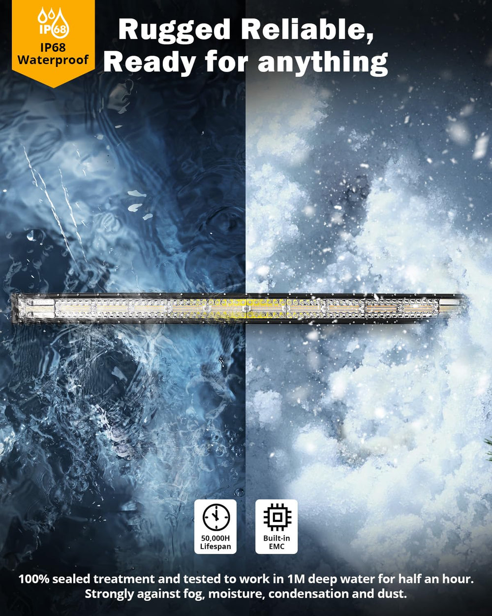 Auxbeam white spot beam close-up for precise driving visibility