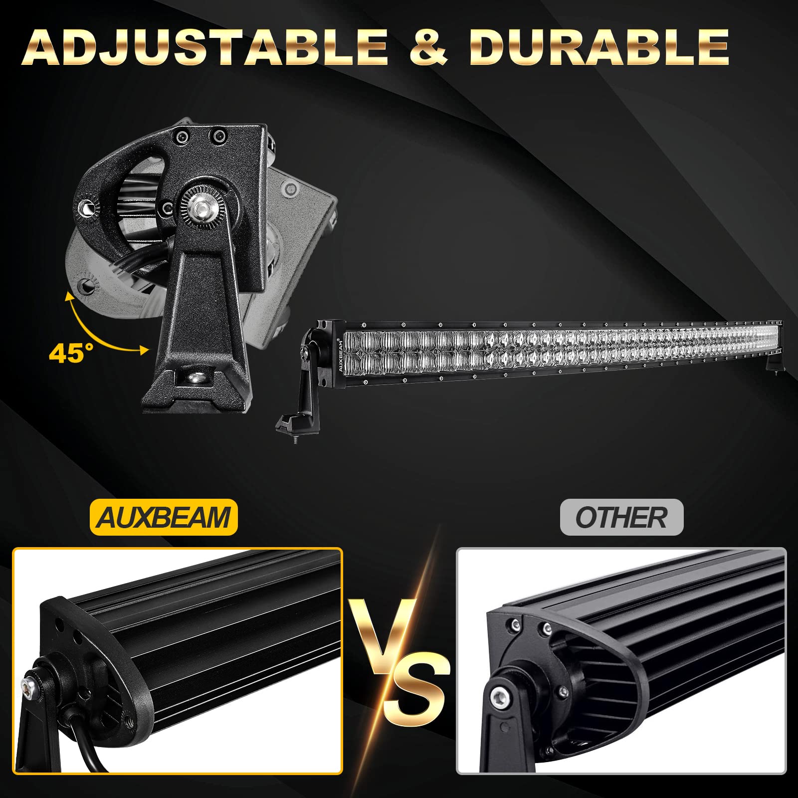 Auxbeam wiring harness included simplifies installation and power wiring.
