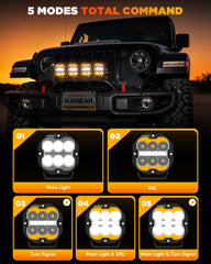 Auxbeam XP-Ultra amber fog light aids clarity in dust and mist.