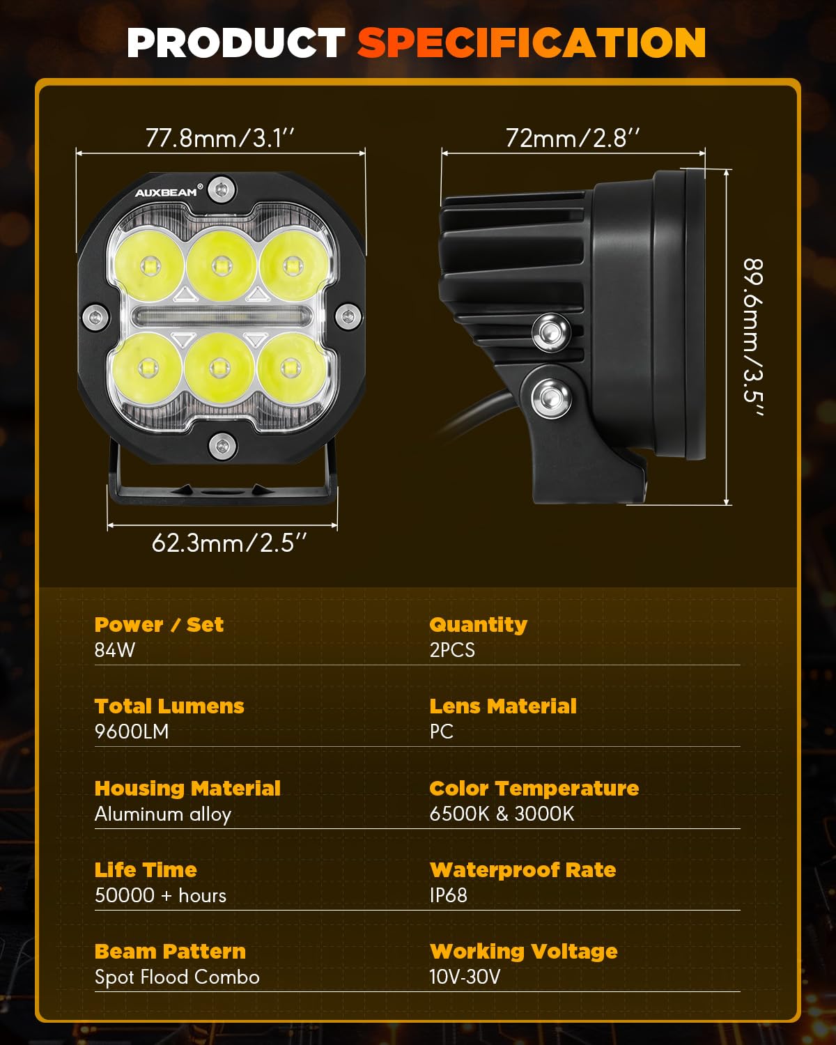 Auxbeam XP-Ultra plug-and-play design with wiring harness for quick install.