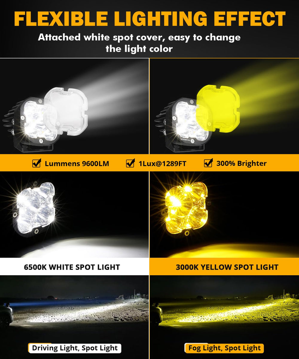 Auxbeam XP-Ultra 3in LED pod, side profile highlights rugged die-cast body.