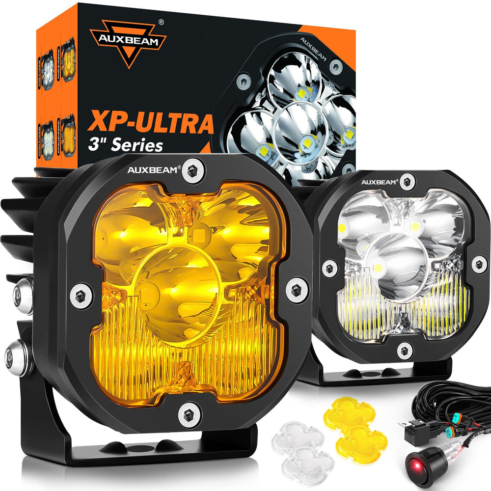 Auxbeam XP-Ultra 3Inch front view with dual spot and flood beams for off-road clarity