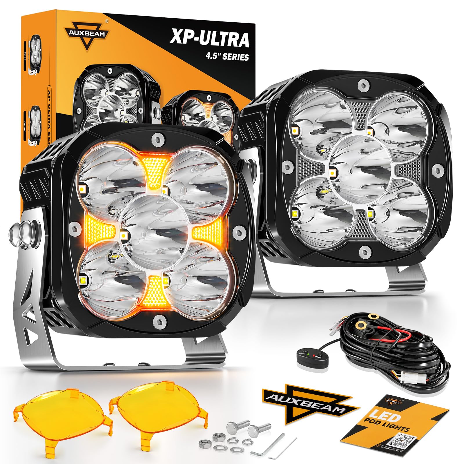Auxbeam XP Ultra 4-inch LED driving light on the front for enhanced forward visibility.