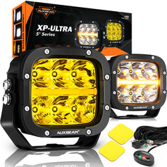 Auxbeam XP-Ultra 5-inch cube off-road light with amber DRL for daytime visibility