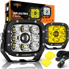 Auxbeam XP-Ultra 5in LED Pod lights front view for compact off-road lighting.