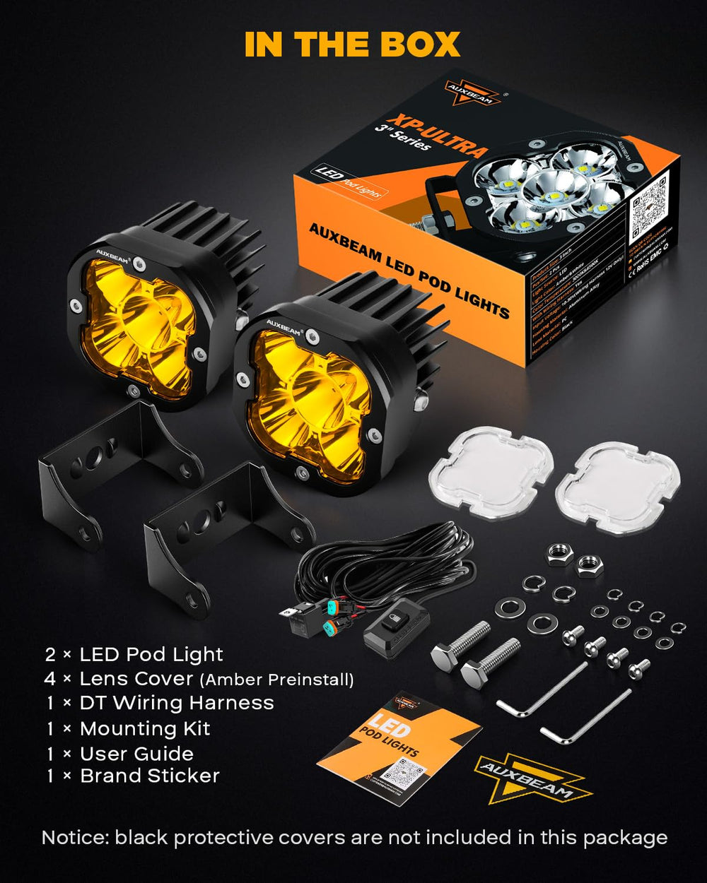 Auxbeam XP-Ultra Hyperspot wiring harness simplifies installation and connections.