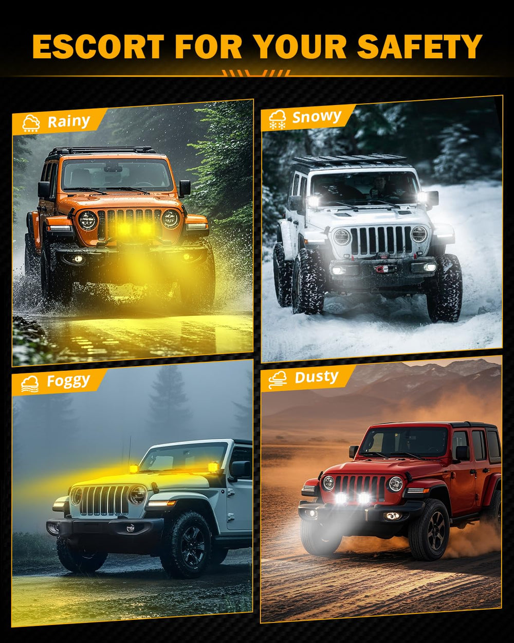 Auxbeam yellow cover option adds customizable color temperature and high visibility.