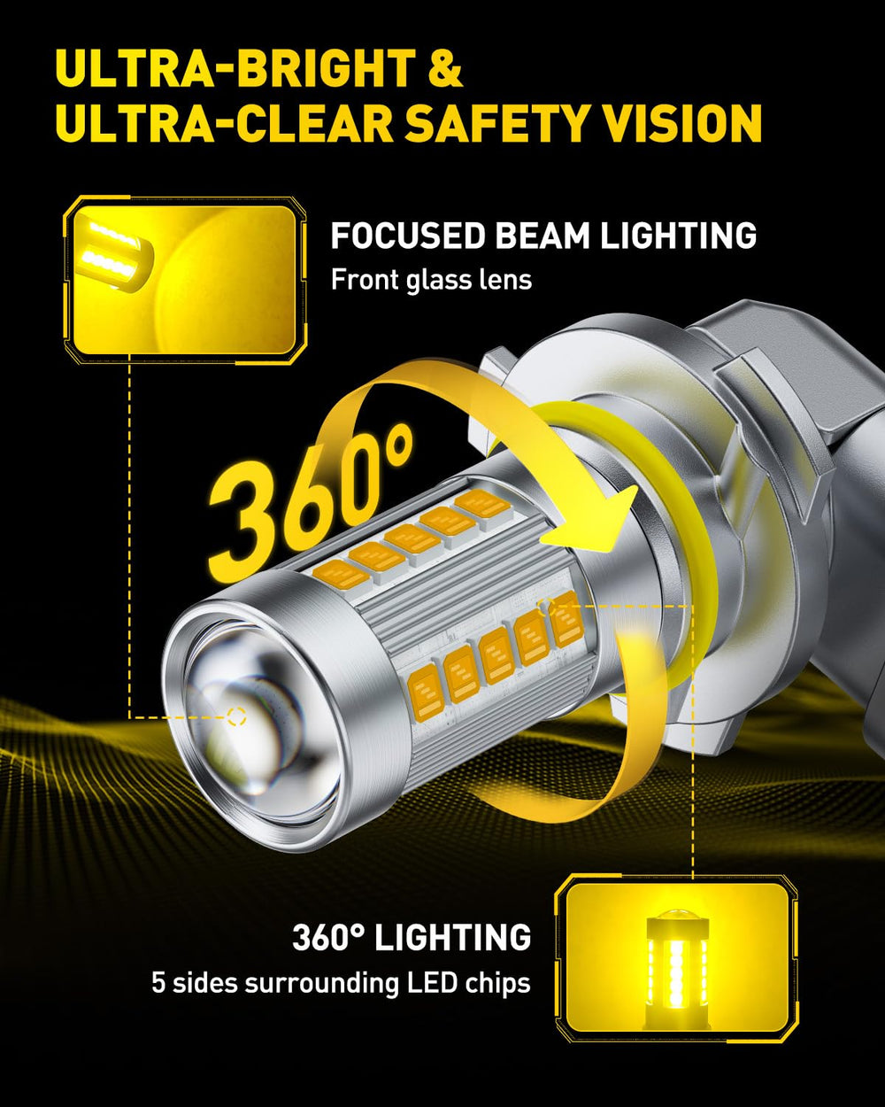 AUXITO 1:1 original-size fog bulb ensures seamless fit without modifications