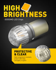 AUXITO 1156 amber LED bulbs feature heat-dissipation design for longer, reliable operation.