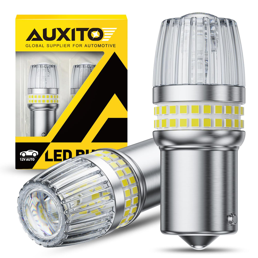 AUXITO 1156 LED bulbs for backup light with brighter night visibility.