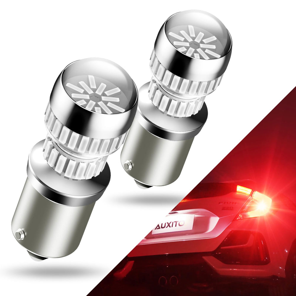 AUXITO 1156 LED red bulb with projector design for enhanced taillight brightness