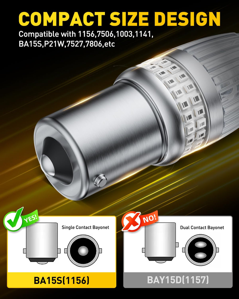 Auxito 1156 red LED reverse light compatible with P21W and 1003 sockets.