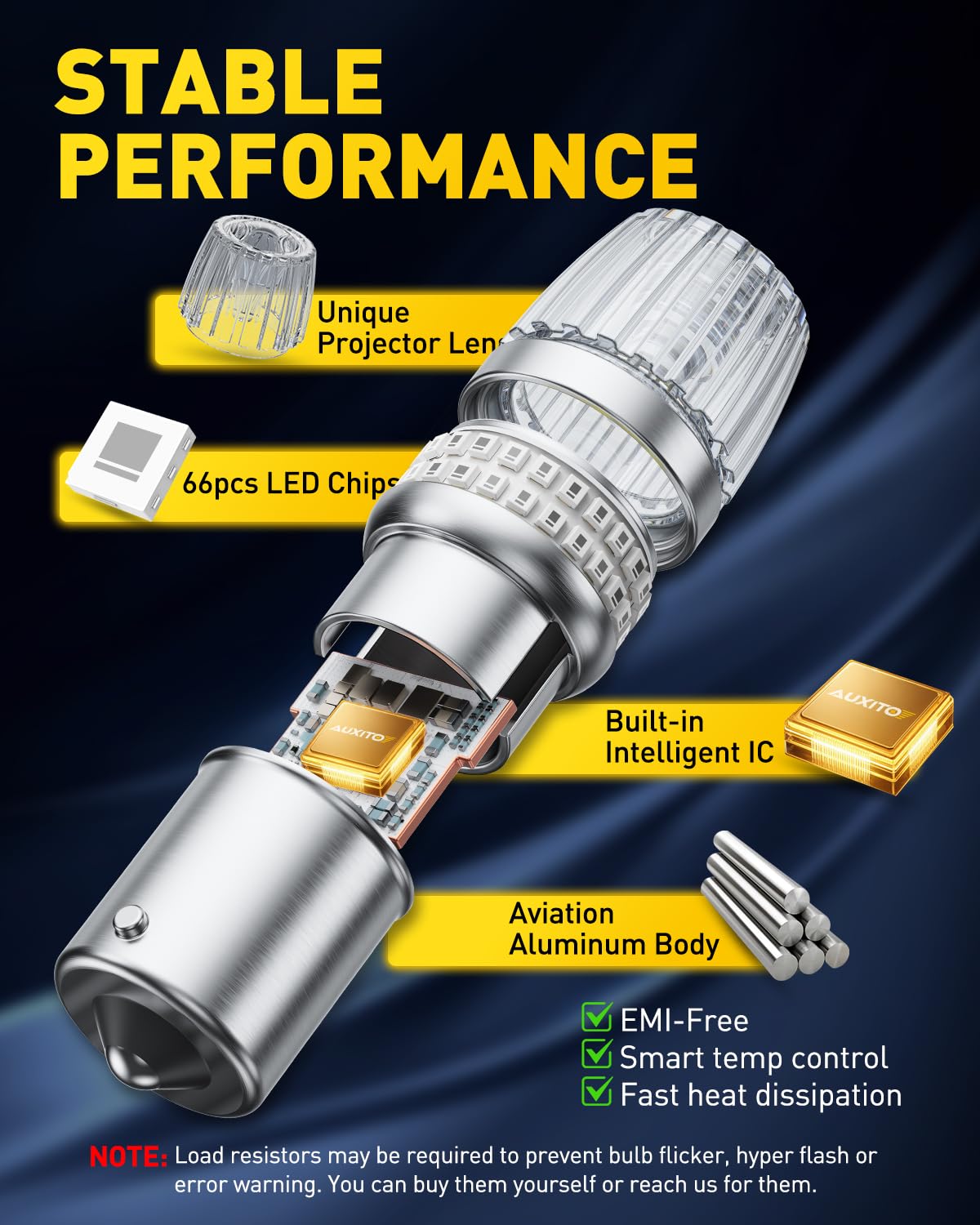 Auxito 1156 LED tail light with 360-degree illumination for safer signaling.