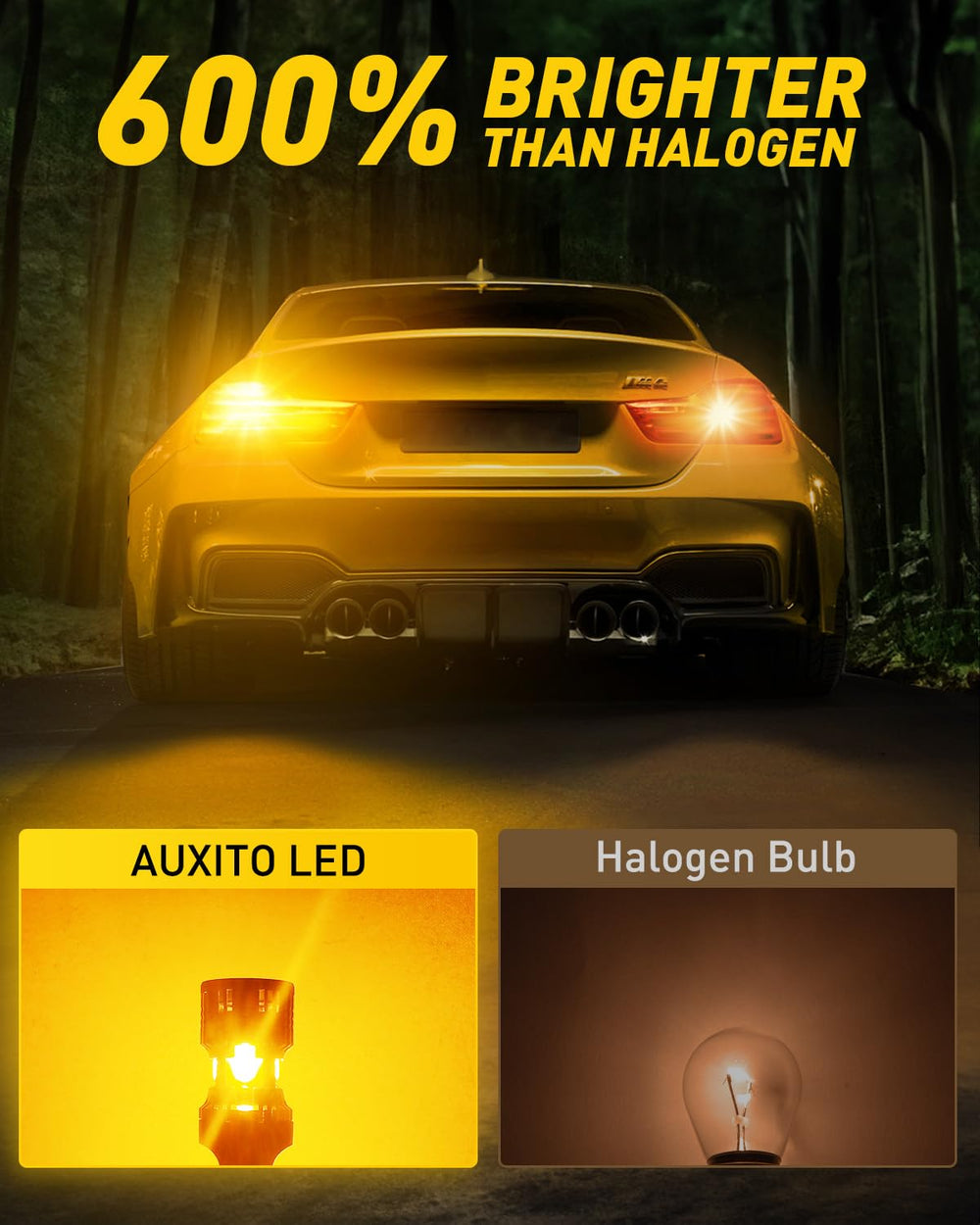 AUXITO 1157 amber LED with DRL compatibility for daytime visibility