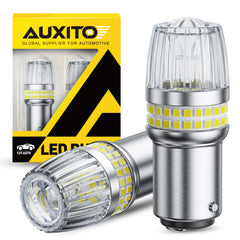 AUXITO 1157 LED bulb with projector lens improves backup light visibility at night