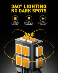 AUXITO 194 amber yellow LED bulb delivering 360-degree illumination for no dark spots