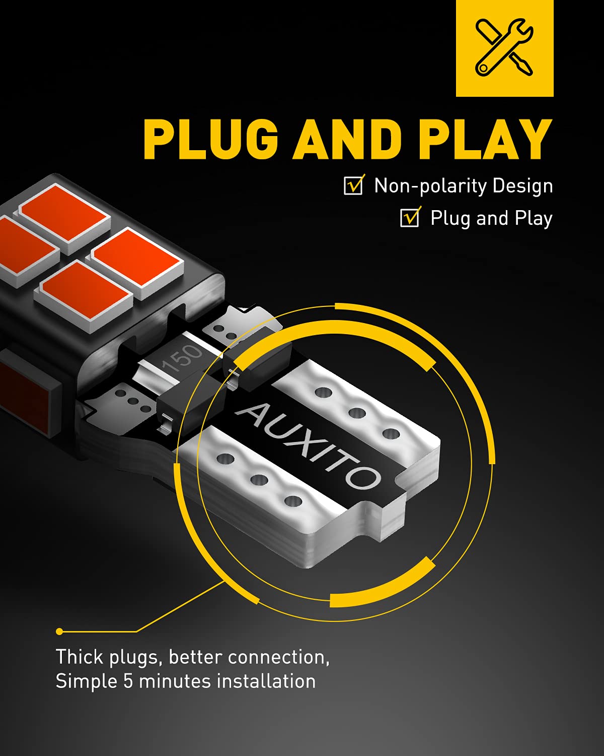 AUXITO 194 red bulb as license plate light improves plate visibility.