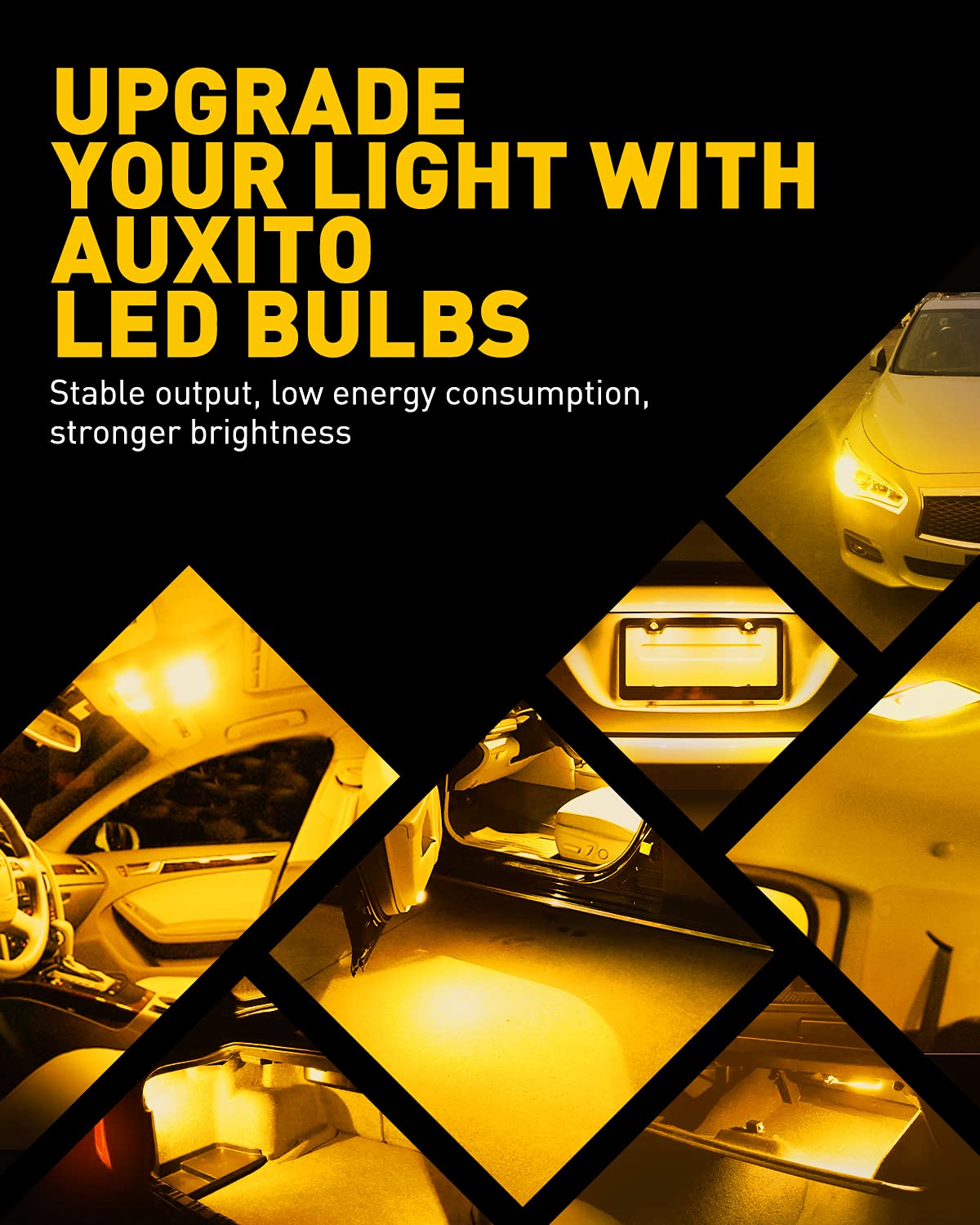 AUXITO 194 bulbs shown for license plate and courtesy light applications