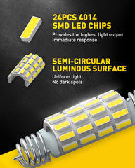 Auxito 212-2 LED bulbs with aluminum heat sink for longer lifespan.