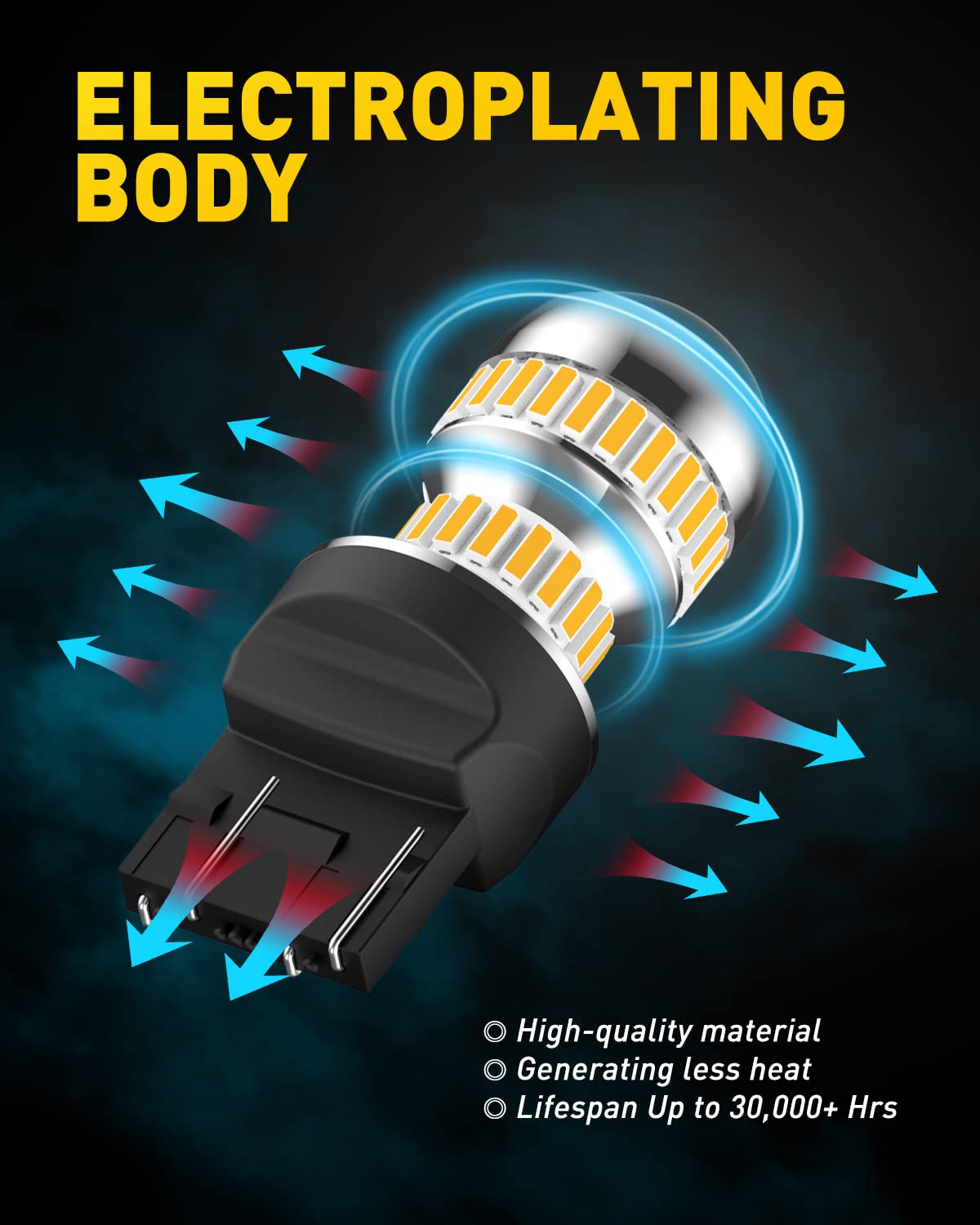AUXITO 3157 amber parking light provides consistent glow for daytime awareness.