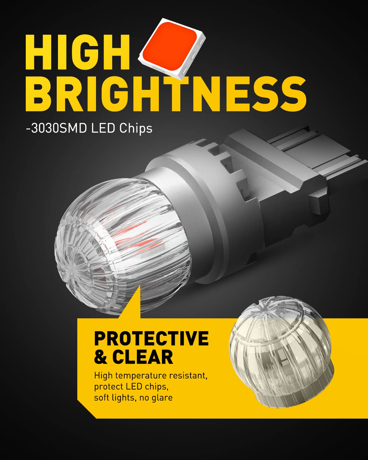 AUXITO 3157 red LED bulb installed in a tail light for braking visibility.