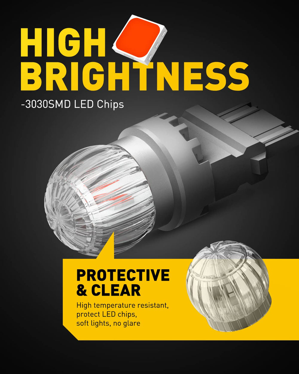 AUXITO 3157 red LED bulb installed in a tail light for braking visibility.
