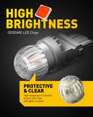 AUXITO 3157 red LED bulb installed in a tail light for braking visibility.