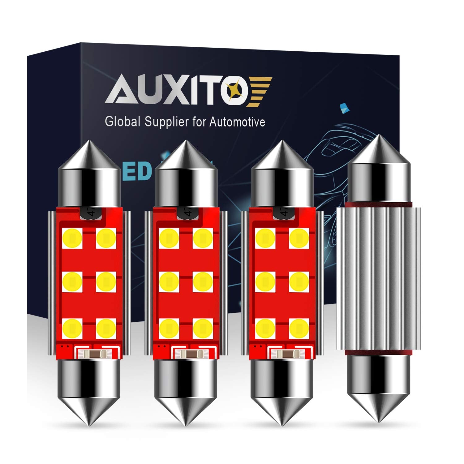 AUXITO 578 pack of 4 bulbs delivers bright 6000K white light for vehicle lights