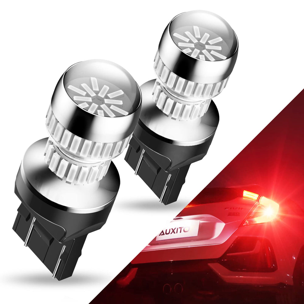 AUXITO 7440/7443 red LED bulb front view for bright amber signal