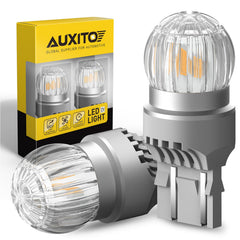 AUXITO 7443 amber LED bulb front view for brighter turn signals.