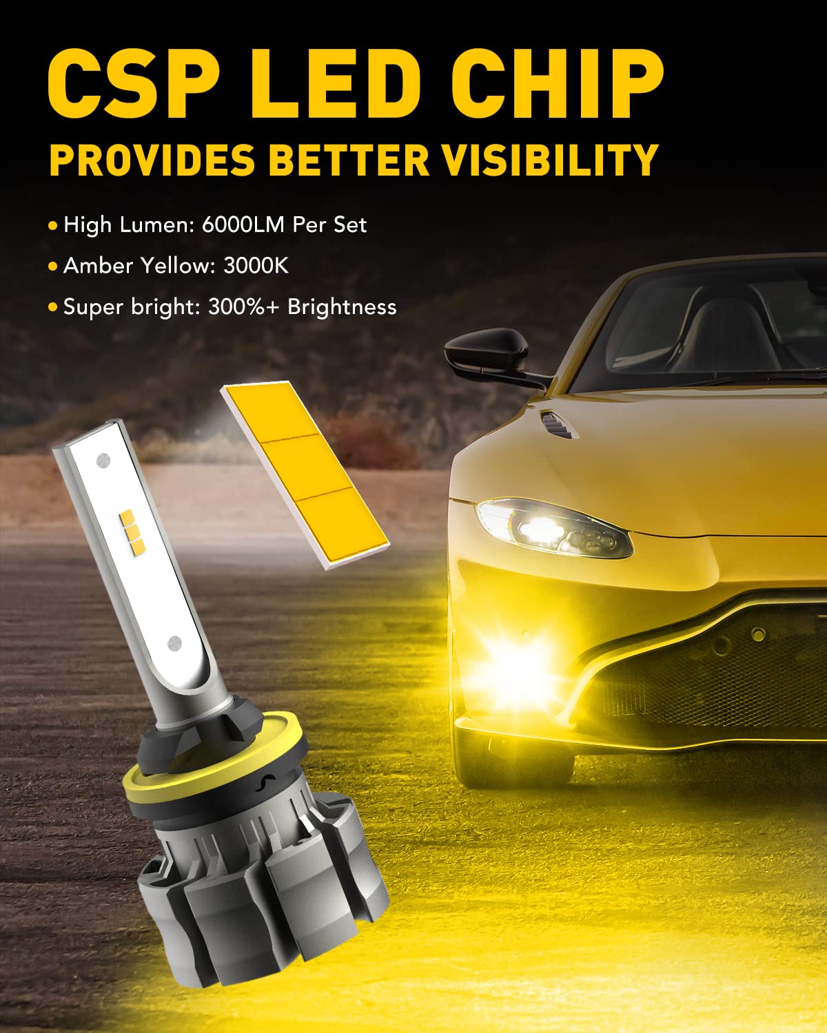 AUXITO 880 LED fog light provides 360-degree illumination for broad roadside visibility.