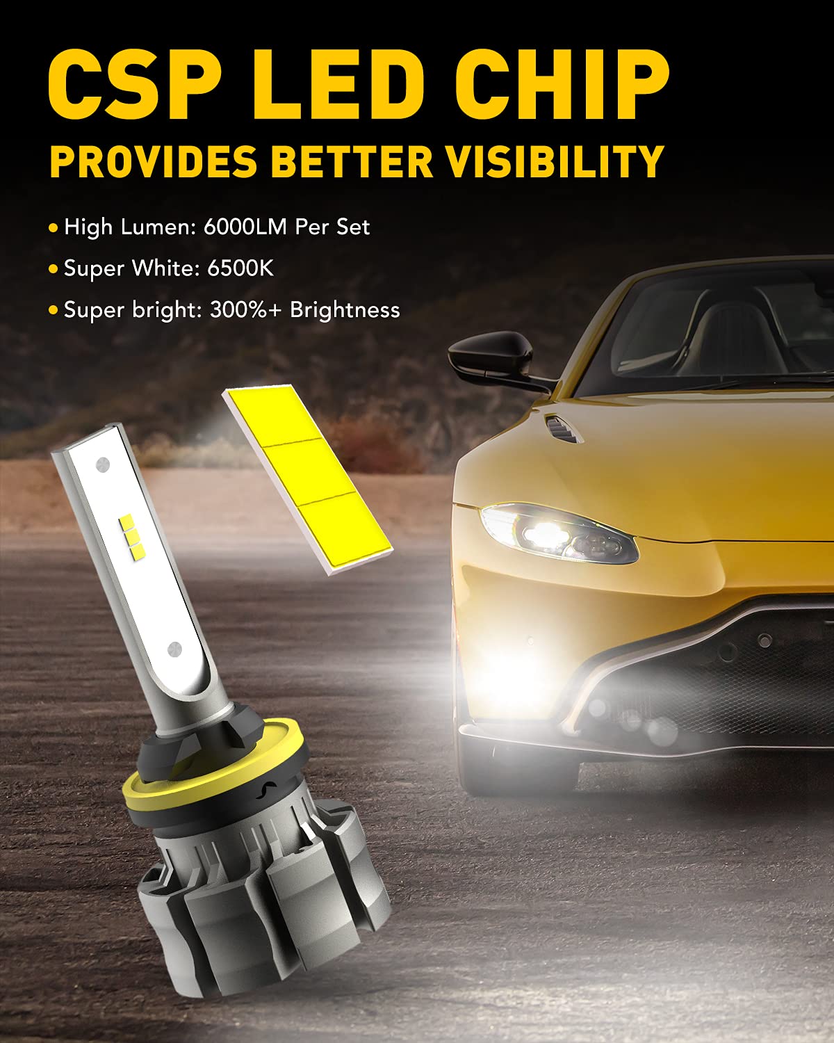 AUXITO 880 fog light bulbs deliver 6500K cool white light for clearer visibility.