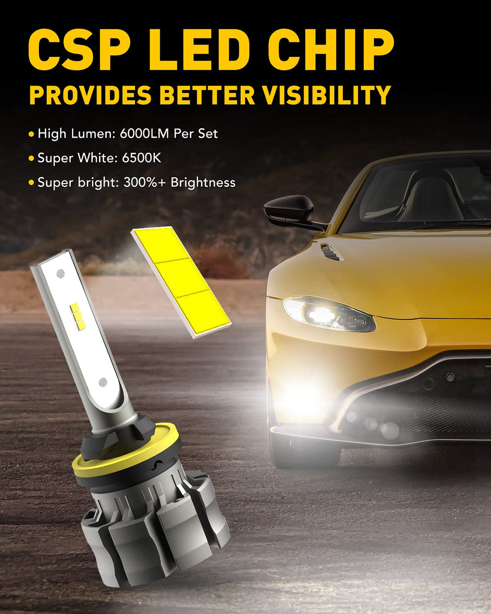 AUXITO 880 fog light bulbs deliver 6500K cool white light for clearer visibility.