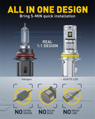 AUXITO plug-and-play installation for the 9004 bulbs in under 10 minutes.