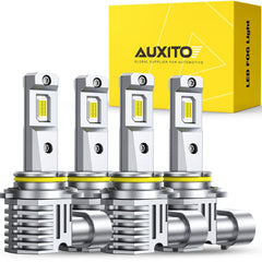 AUXITO 9005/9006 bulbs front view with 1:1 fit and bright beam