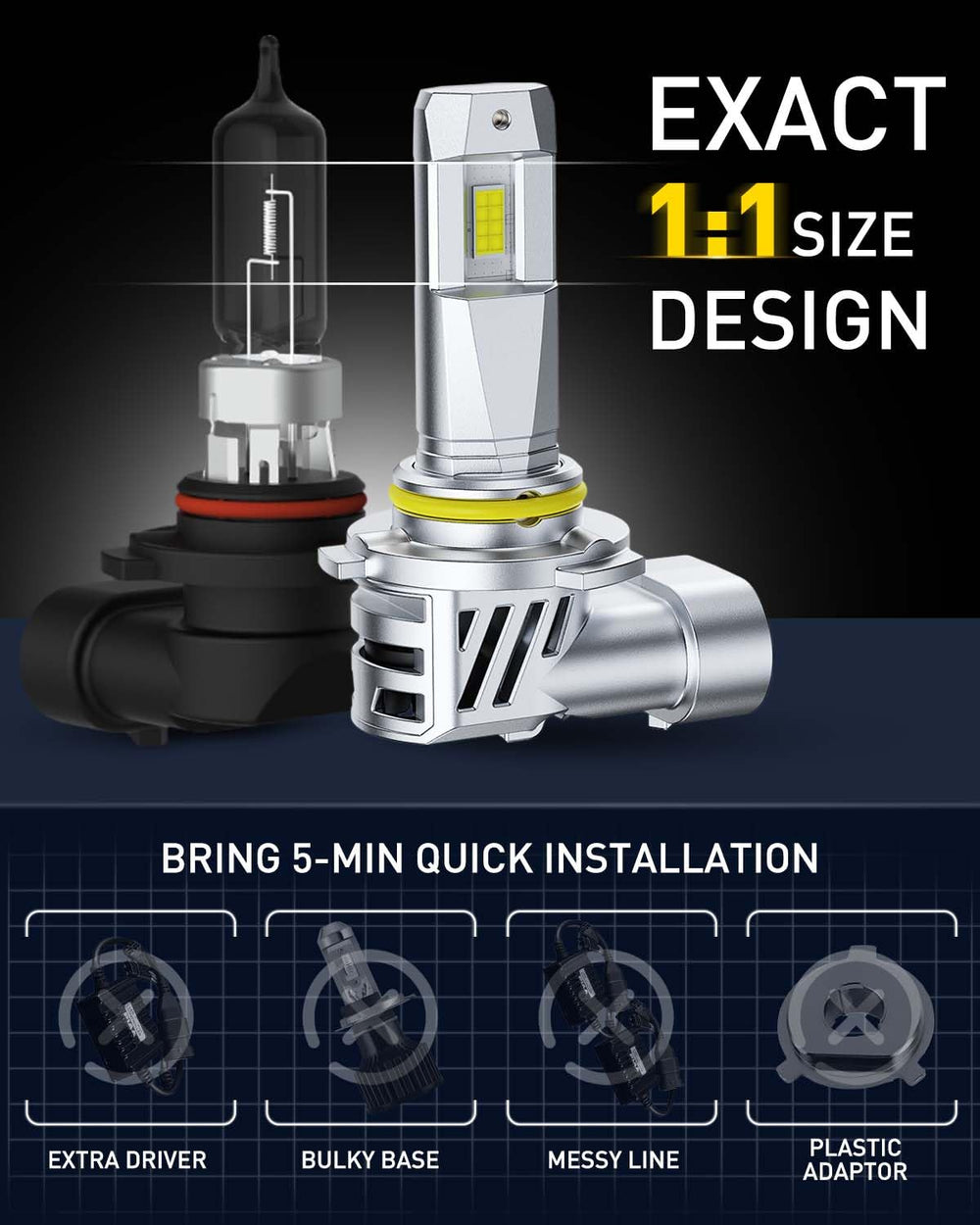 AUXITO 9005 HB3 bulbs three-minute install