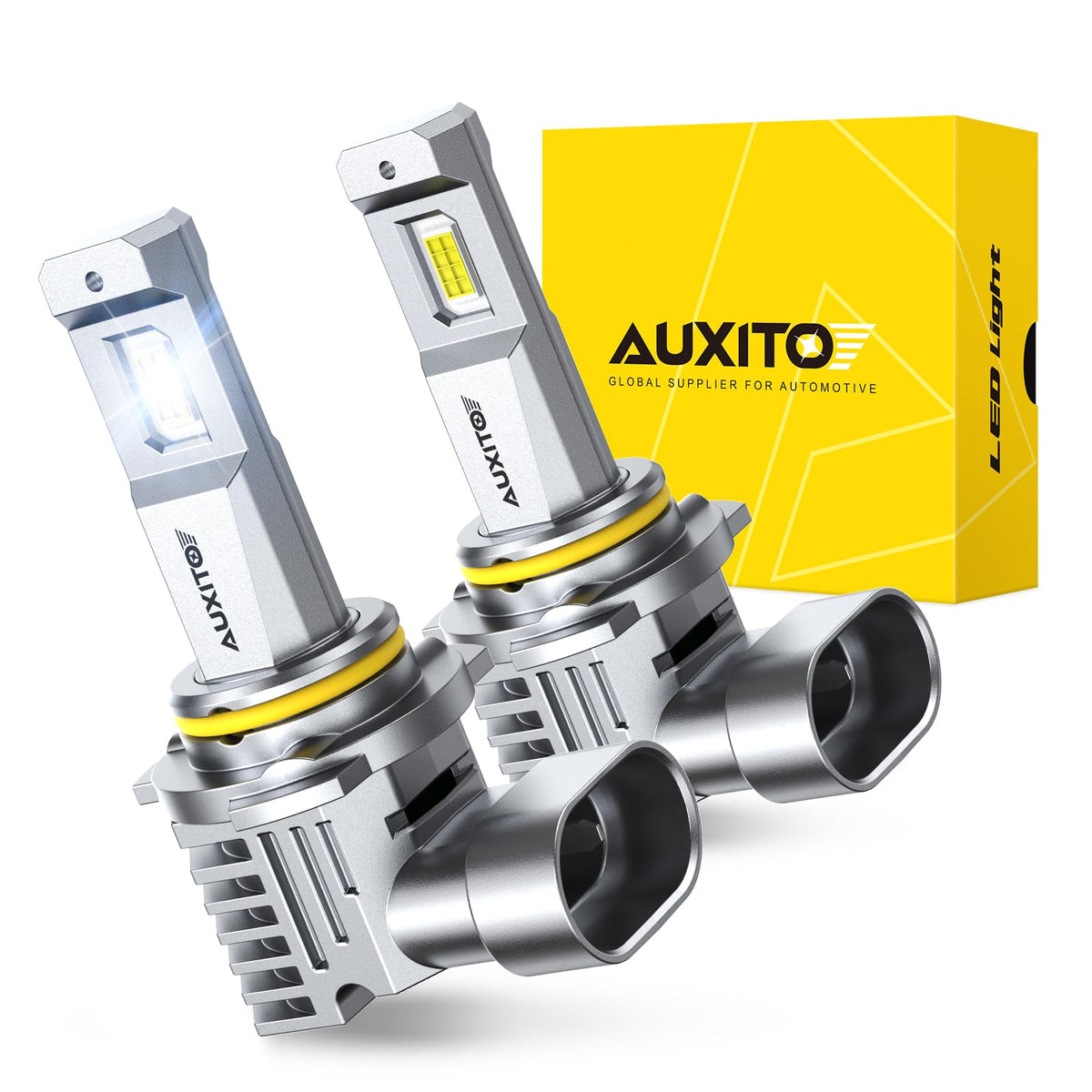AUXITO 9005 LED bulbs chip array delivers bright illumination for clear night driving.
