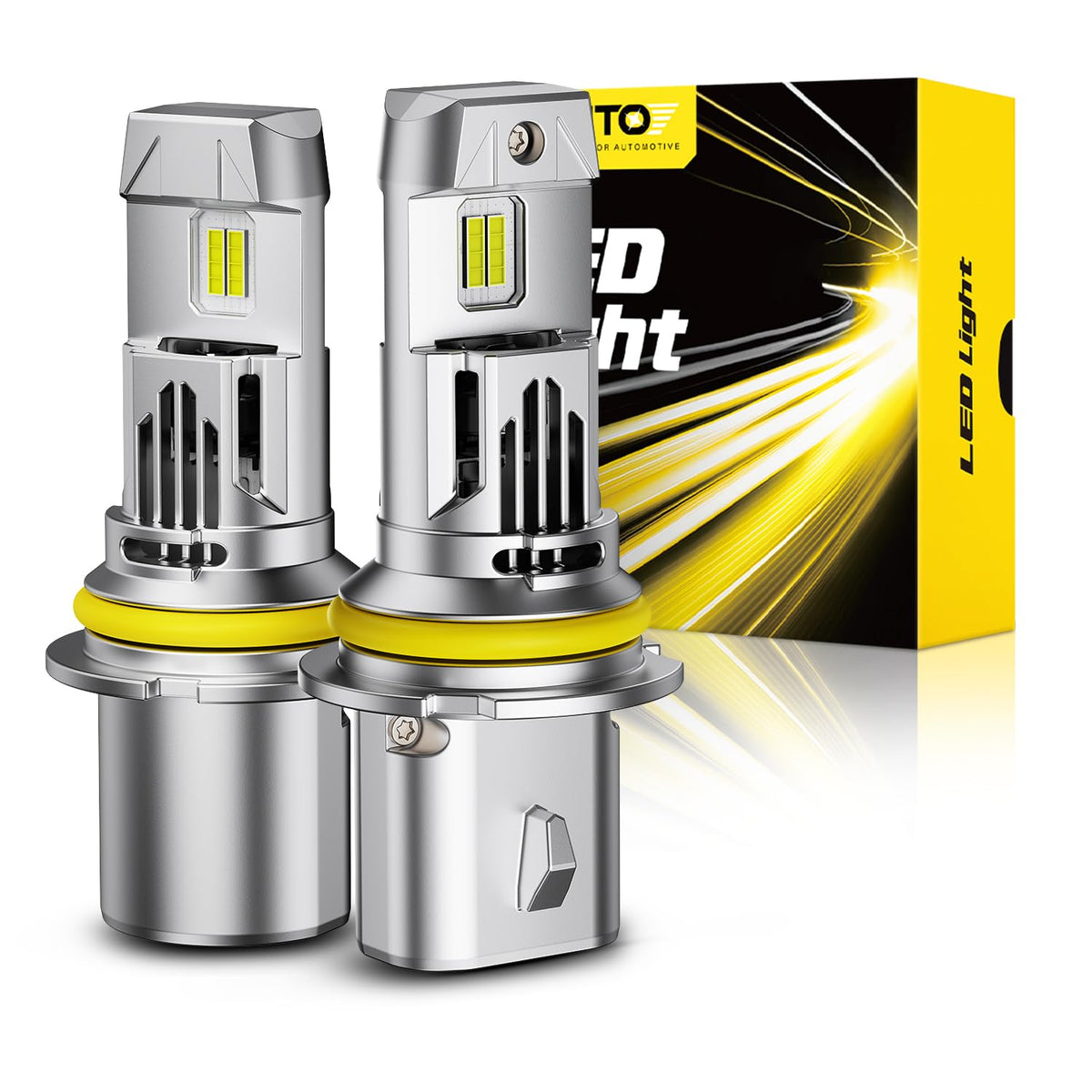 AUXITO 9007 LED bulb front view delivers ultra-bright, even illumination for safer night driving.