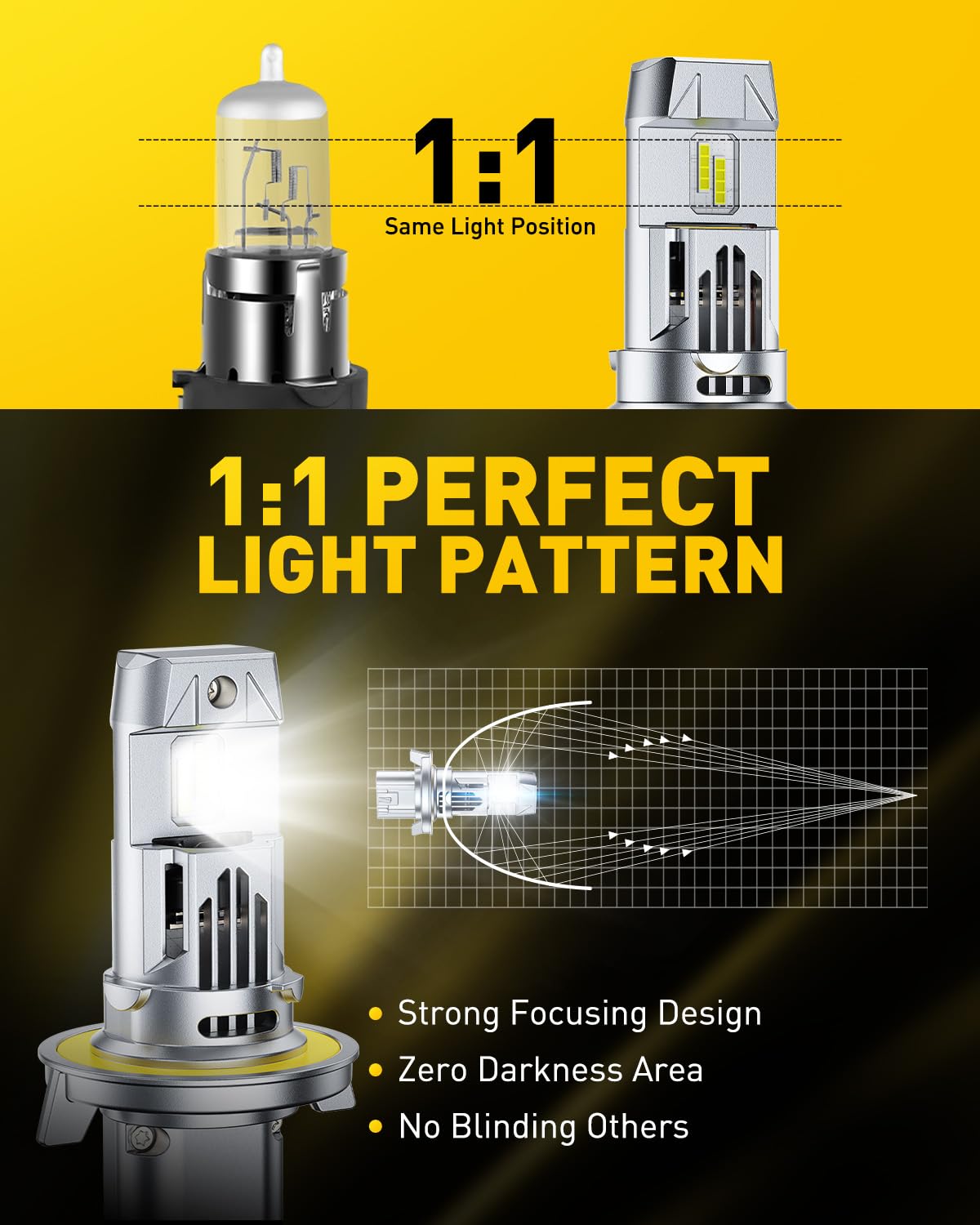 AUXITO 9008 LED bulbs plug-and-play installation for quick vehicle upgrade.