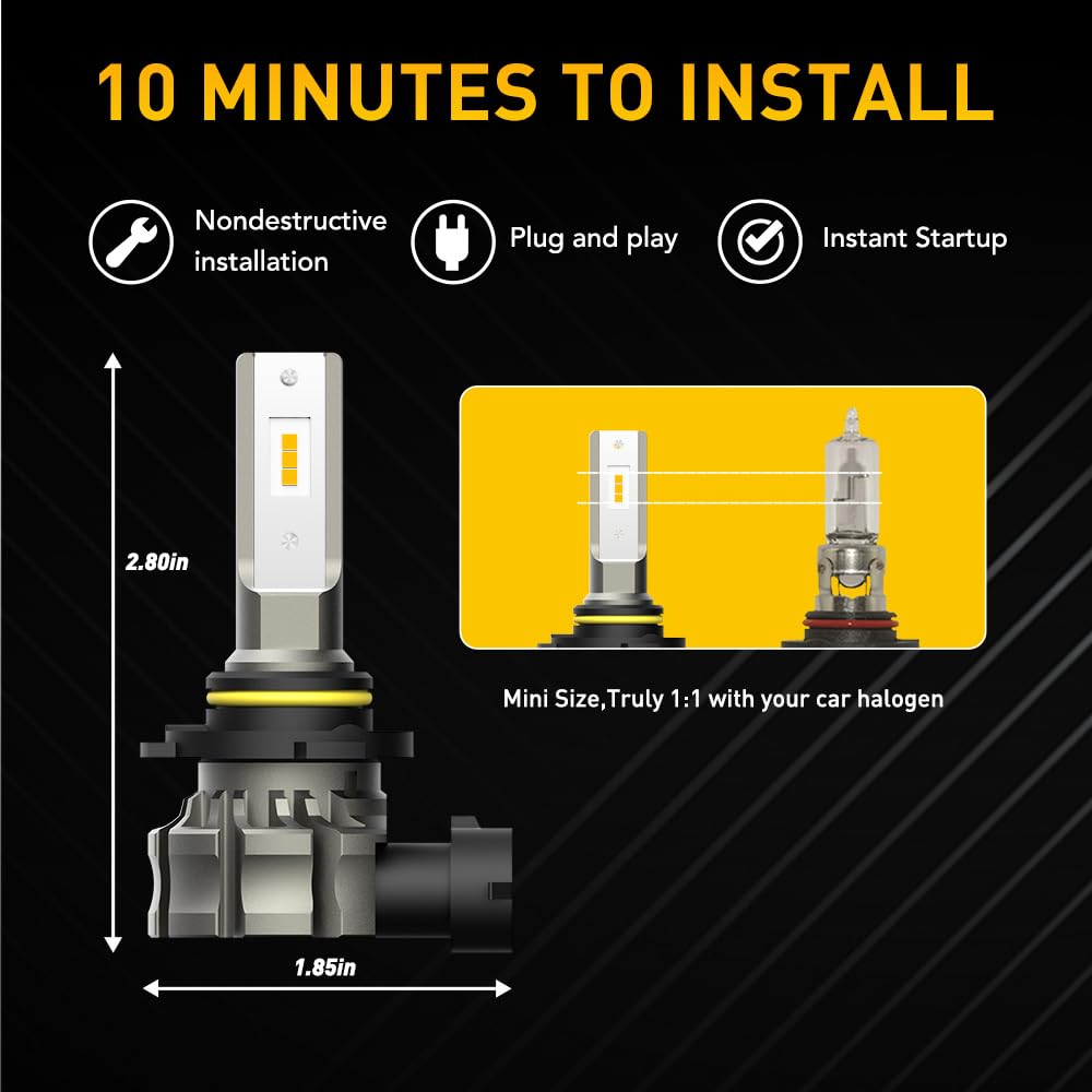 Auxito 9145 amber fog light delivering 6000lm brightness