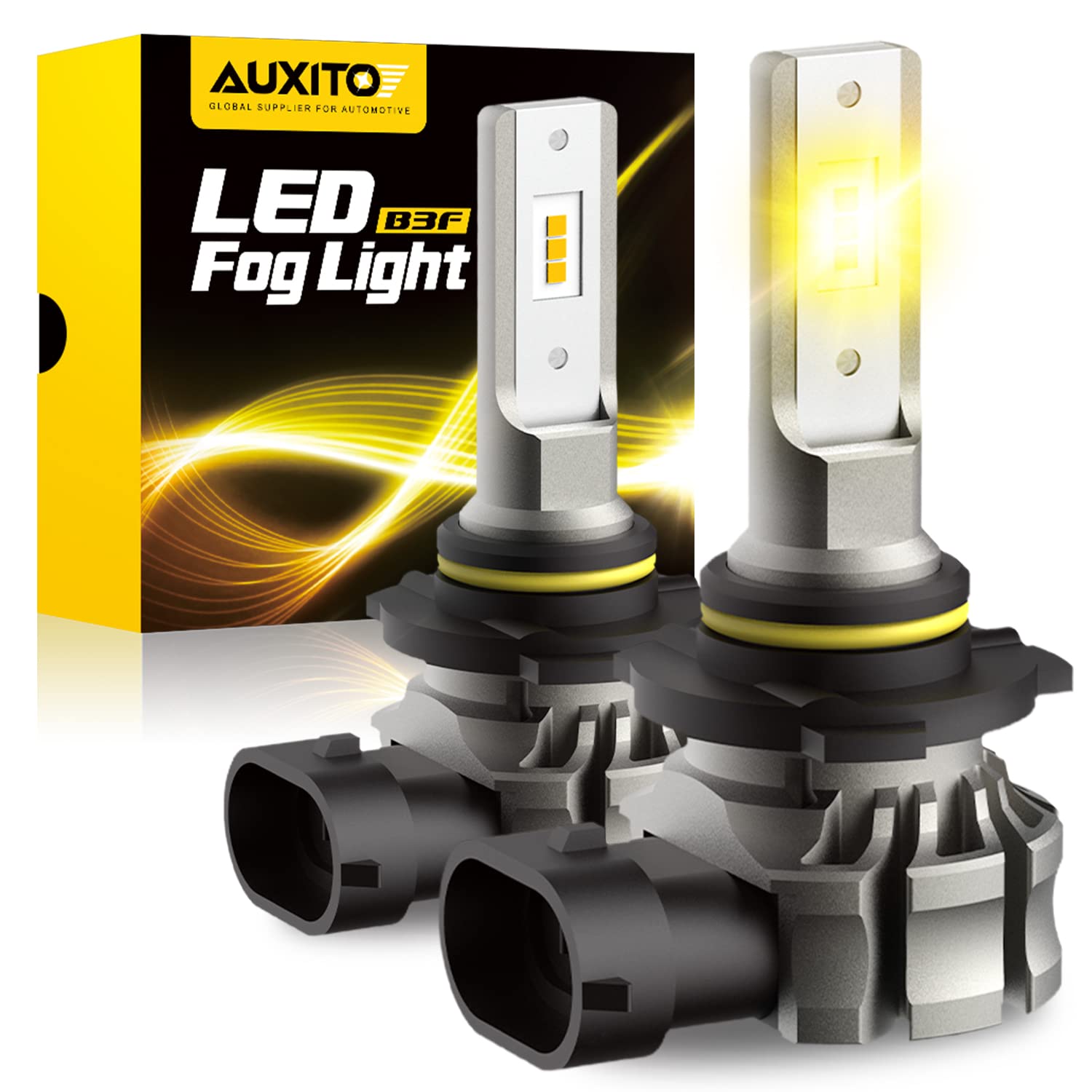 Auxito 9145 LED fog light yellow beam enhances fog visibility