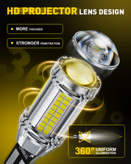 AUXITO 921 LED bulb provides 360-degree illumination for confident backing.