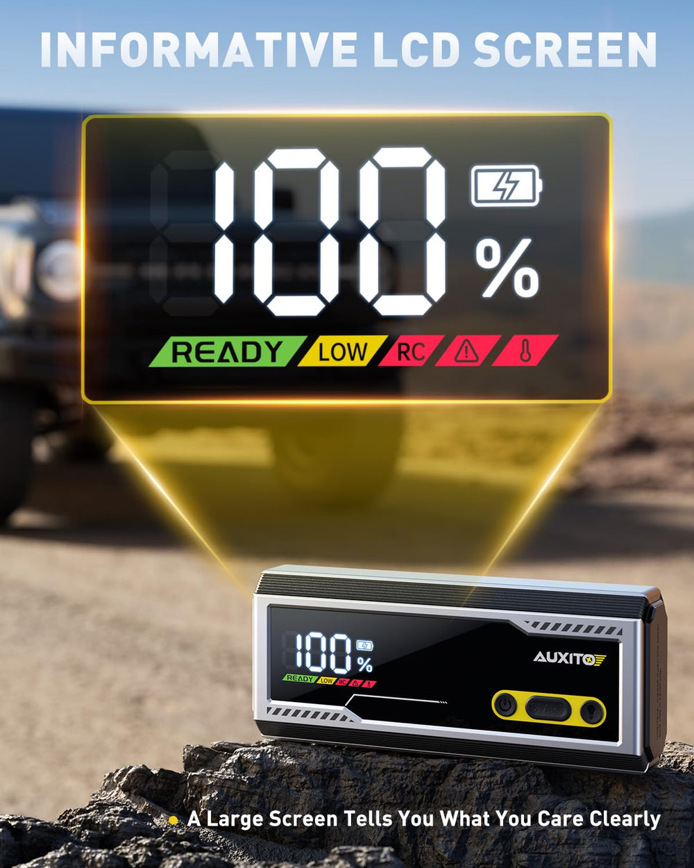 Auxito one-touch boost for reliable starts in low voltage.