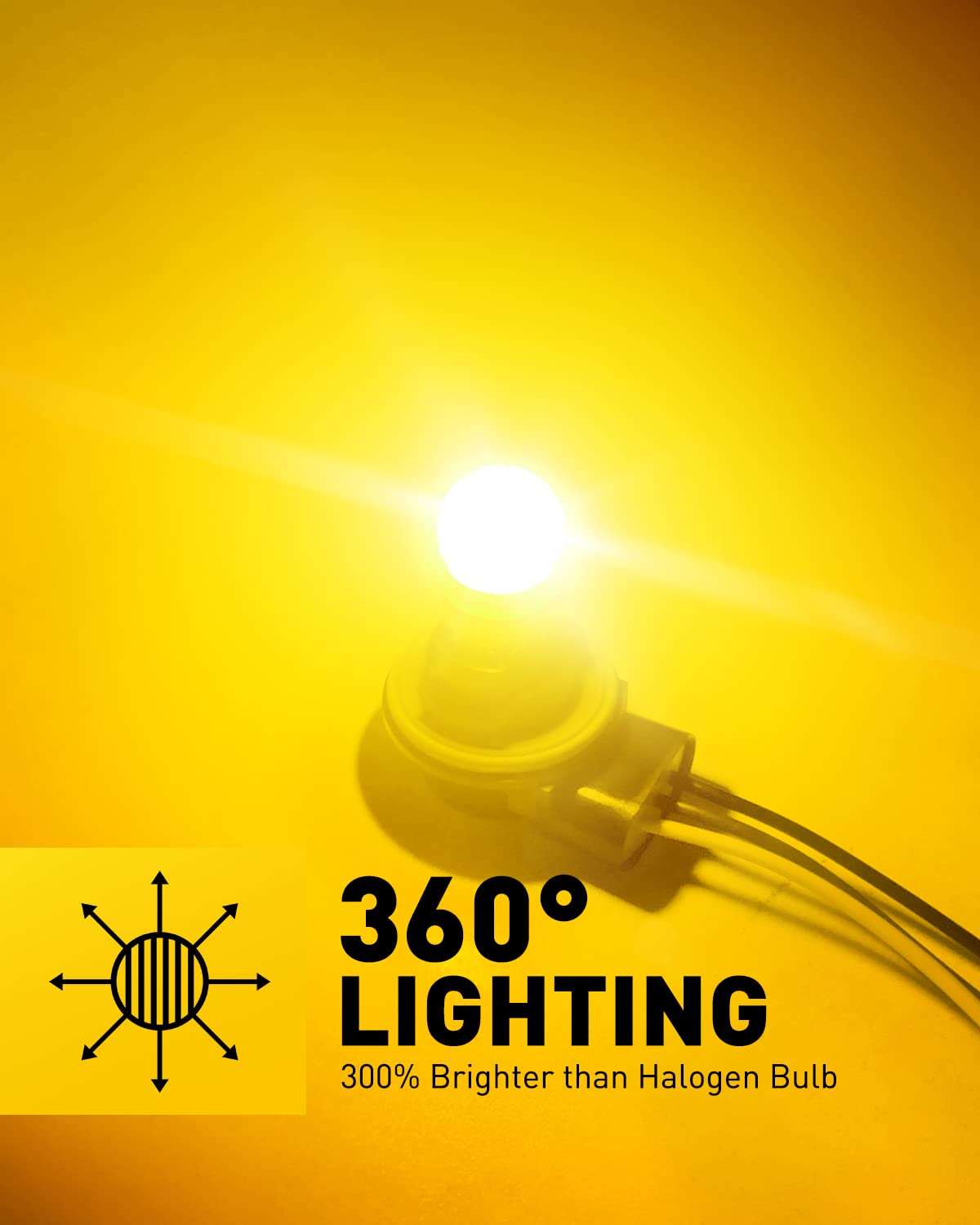 AUXITO amber LED bulb close-up chip showing high quality 3030SMD LEDs.