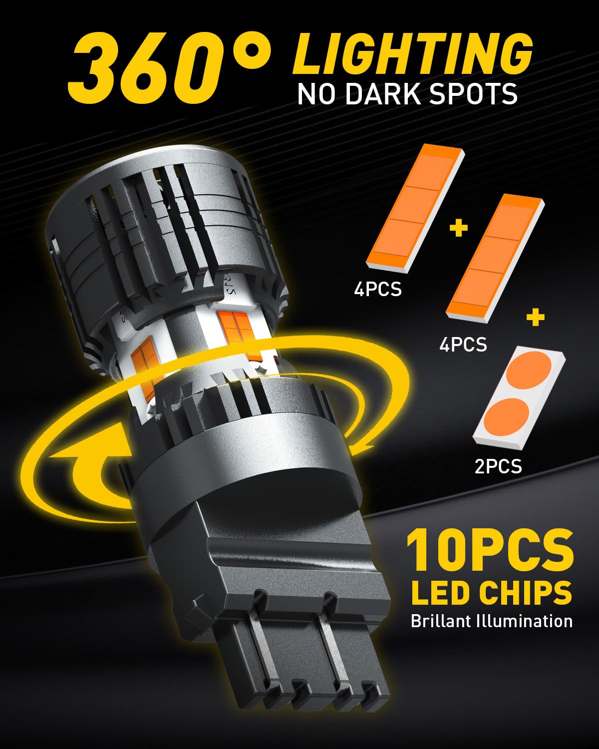 Auxito amber LED night visibility in rain.