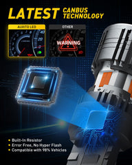 AUXITO built-in CANBUS resistor driver improves compatibility and reduces error codes.